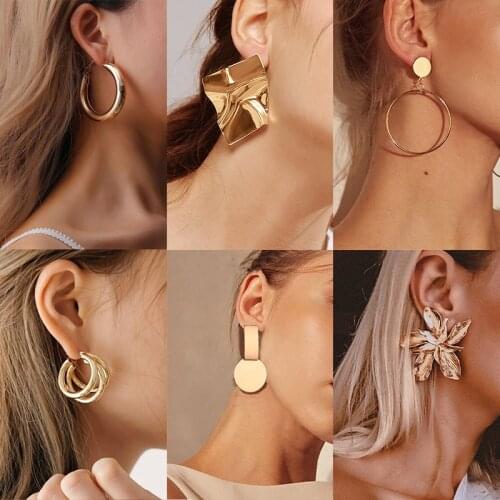 New Bohomian Geometric Earrings Statement Gold Metal Drop Earrings Trendy Earings for Women 2021 Jewelry Gifts