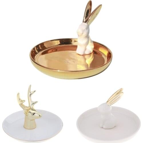 Ceramic Ring Holder, Jewelry Stand Jewelery Plate Jewelery Bowl With Rabbit For Rings Necklace Jewelery Cute Storage container