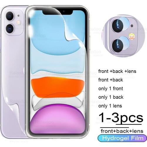 Full Cover For iPhone 11 Screen Protector 7 8 Plus Hydrogel Film For iPhone 11 Pro Back Film XR XS MAX X Camera Tempered Glass