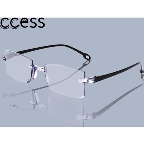 Presbyopic Blue Ray Reading Glasses Cutting Rimless Eyewear Women Dimond Men Anti Eyewear Glasses Diopter +100+150 +200+250+300