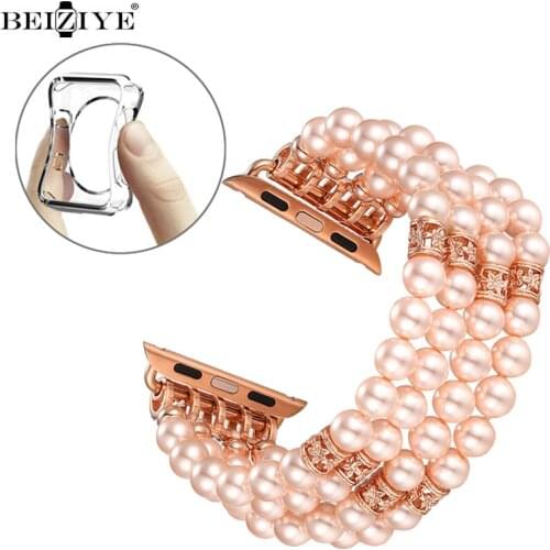 Jewelry watch Strap+Case For Apple watch 42mm 38mm 44mm 40mm Bracelet strap For iWatch Series SE 6 5 4 3 2 Women Wrist Bracelet