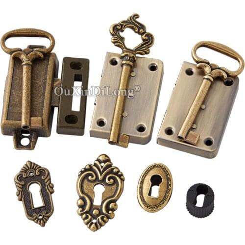 Retro 10Sets Vintage Antique Metal Drawer Locks Retro Padlock Jewelry Wooden Box Lock for Cupboard Drawer Cabinet w Key