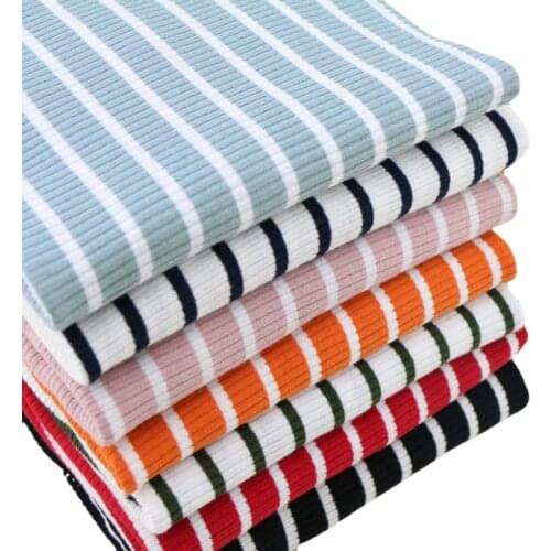 Cross Stripes 100% Cotton Stretch Knit Rib Clothing Dress Fabric wide 125cm