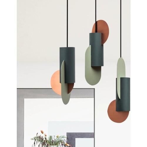 Nordic Macaron Art Geometric Single Head Chandelier Restaurant Bedroom Bedside LED Suspension Lamps PA0543