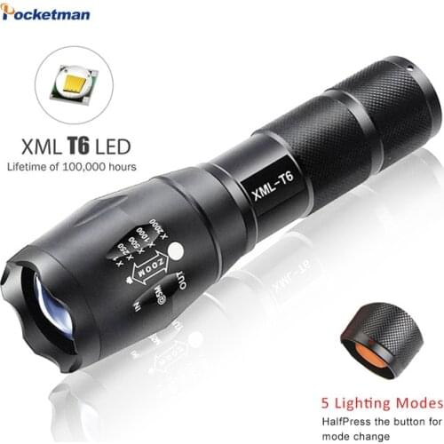 4led taschenlampe 3800LM 5-Mode linterna XM-L T6 LED Flashlight Zoomable Focus Torche zaklamp hand Light by 18650 or 3*AAA