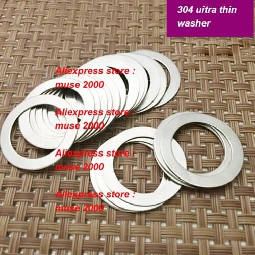 Ultra-thin 304 steel flat washer M10 m12 m16 M18 m20 thickness 0.1 0.2 0.3mm Gap Adjustment washer spacer bolt nut spacer