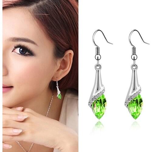 Drop Earrings Delicate Shiny Zircon Earrings For Women Brincos Earing Silver Color Oorbellen Earings Jewelry Pendient LOVE GIFT