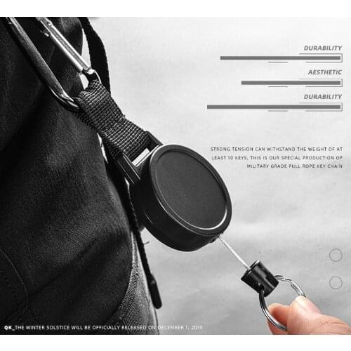 80CM retractable keychain wire rope camping anti-theft chain keychain tactical keychain outdoor keychain return retractable