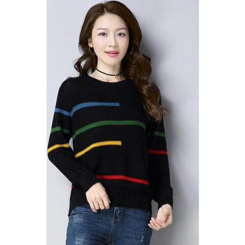 Women Sweater Knitted Korean Female Long Sleeve O-neck Sweater And Pullover Female Autumn Winter Loose Jumpers Casual 2021