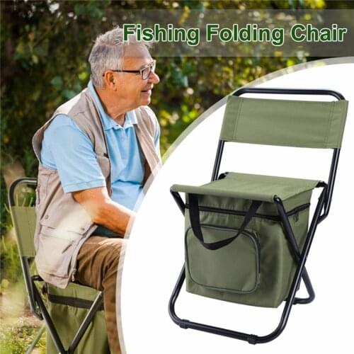 1pc Portable Multifunction Fishing Chair Folding Cooler Chair Outdoor Picnic Beach Chair Seat with Cooler Bag