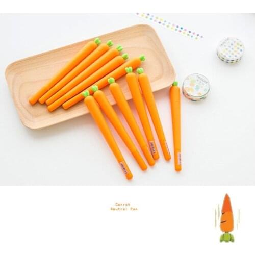 1 PCS Student Carrot Water-Based Pen Creative Cute Black Refill Neutral Pen Stationery Personalized Signature Gel Pens