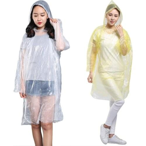 10Pcs Disposable Waterproof Outdoor Hiking Camping Emergency Raincoat Poncho Travel Camping Coat Rain Hood Unisex Rainwear