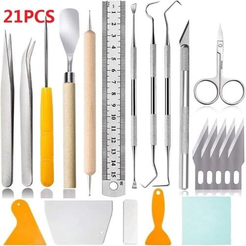 21 PCS of vinyl weeding tool set DIY silhouette relief carving tool pottery clay tool pottery carving diy Wall stickers craft