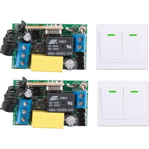220 v 1 ch RF wireless remote control switch 2 receiver+2 transmitter panel Wall Remote Transmitter