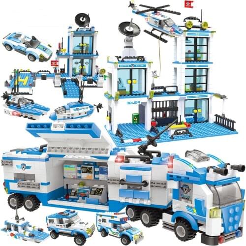 2321pcs Blocks Sets Prison Figures Station Building Block Kits Compatible City Swat Bricks Truck Helicopter Toys for Boys