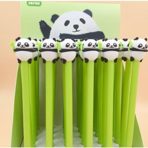 36pcs/pack 0.5mm black ink creative cartoon panda gel pen/students stationery prize promotion gift unisex sign pen