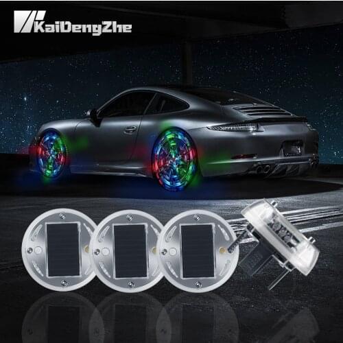 4Pcs 12 LED 4 Colors Car Waterproof Solar Wheel Light Atmosphere Light Decoration Flashing Colorful LED Tire Light Valve Light