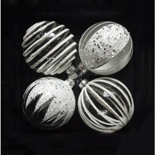 4pcs/pack Diameter=8cm Transparent Hand Painting Series Hanging Glass Ball Christmas Day Decoration Globe Festival Friend Gift