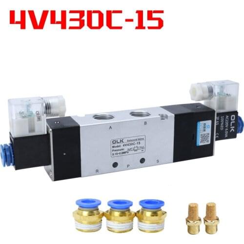 4V430C-15 Double headed Double control 5 Way 3 Position Power down hold Pneumatic directional Solenoid valve