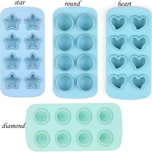 8 Grid Silicone Ice Cube Tray Creative Star/Heart/Round/Diamond Shaped Chocolate Mold Cake decoration tools