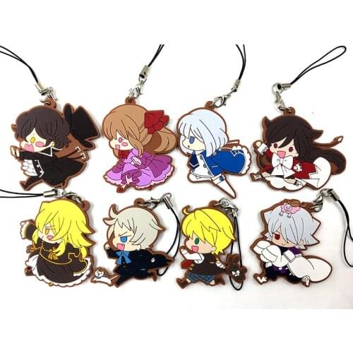 8PCS/LOT Random sent Japanese anime figure rubber Silicone mobile phone charms/keychain