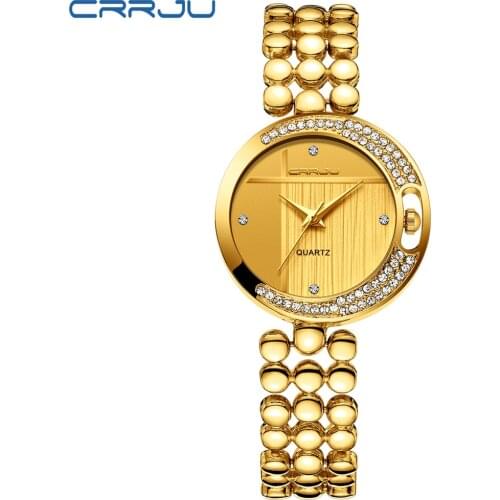 CRRJU Top Luxury Brand Women Quartz Watch Ladies wristwatches relogio feminino gold Women Watches Waterproof Clock for girl