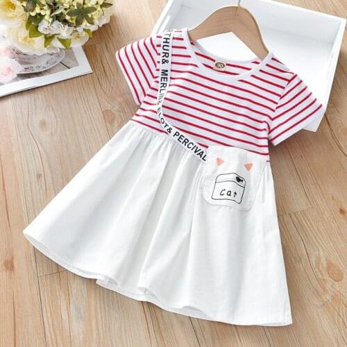 Summer New Childrens Clothes Dress Baby Foreign Style Striped Skirt Girls Dress Short Sleeve Cute Childrens Princess Dress