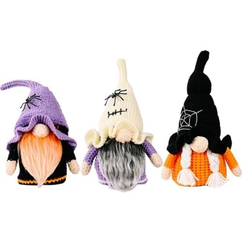 Halloween Gnome Knitting Spider Swedish Tomte Nisse Plush Handmade Home Farmhouse Kitchen Tiered Tray Decorations