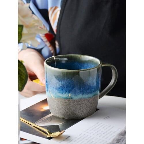Ceramic mug kiln turned beach cup retro office water drinking milk coffee