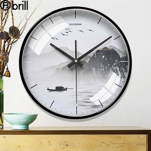 Chinese Metal Wall Clock Creative Home Decor Home Decoration Wall Clock Classical China Painting Wall Clock House Ornaments