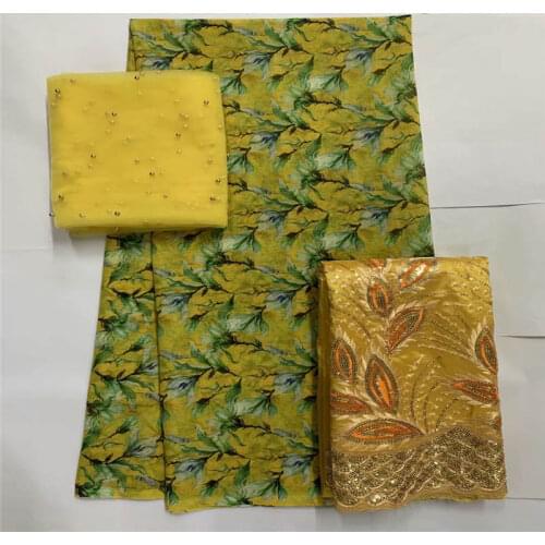 3 Piece Set 2020 High Quality 100% Cotton Embroidery 2+5+2 Yards /Set Lace Fabric For Womens Dresses Textile material! LXF99156