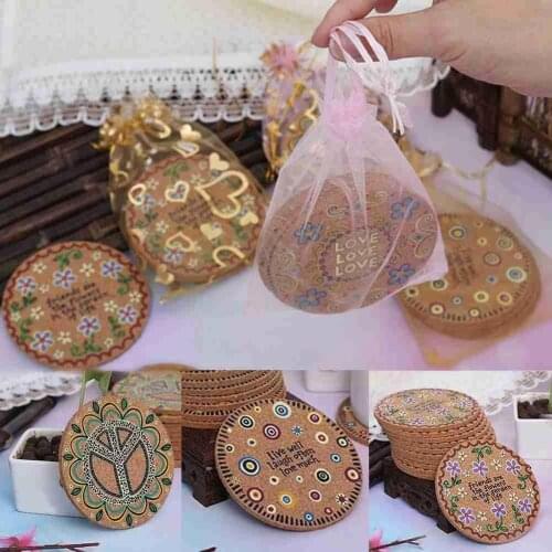 Round Table Coffee Cup Mat Bowl Pot Heat Insulation Creative Cork Stamping Hot Coaster Flowers Pad Anti-slip Cup Placemat Z9Z0