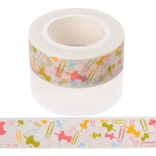 10m*15mm Creative Colored Paper Clips Staples Washi Tape Scrapbooking Tape DIY Stickers Crafts Wrapping Sticker Masking Tapes