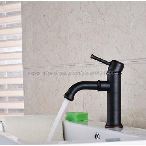 Oil Rubbed Bronze Basin Vanity Sink Faucet Single Handle Bathroom Mixer Deck Mounted Knf286