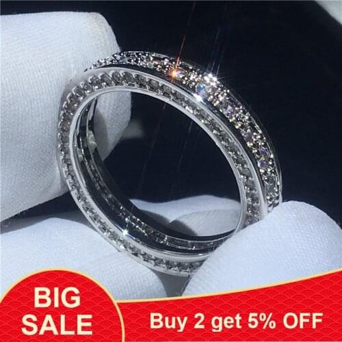 Fashion Dainty Ring Pave set Cz Stone 925 Sterling Silver Party Wedding band Rings For Women Valentines Day Gifts