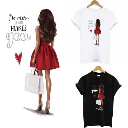Fashion Lady Patch Iron On Transfers For Clothing Print on T-shirt DIY Thermal Transfers Sticker On Clothes Appliqued Decoration