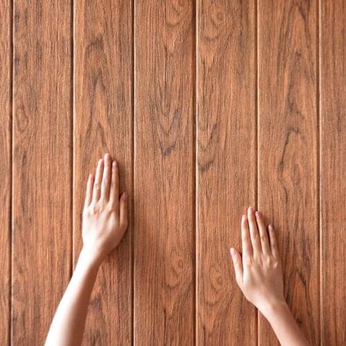 3D Imitation Wood Grain Wall Sticker Wallpaper Antique Effect Self-adhesive Bathroom Kitchen Roof Ceiling Background Wall Decals