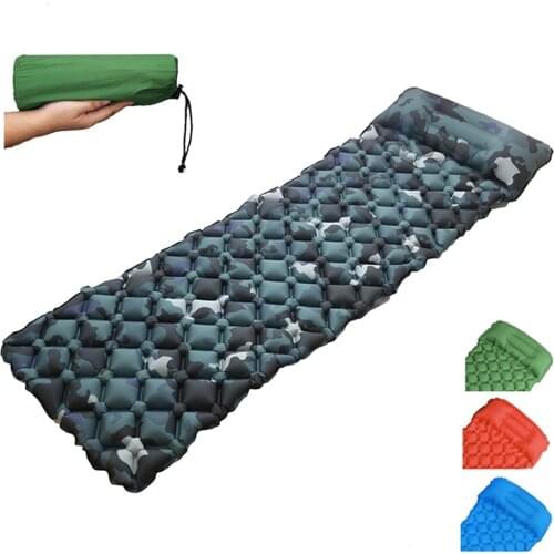 Outdoor Inflatable Sleeping Pad Inflatable Air Cushion Camping Mat with Pillow Air Mattress Sleeping Cushion Sofa Camping XA128A