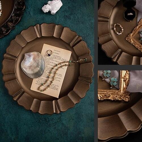 12inch Retro Plate PPE Plastic Bread Fruit Tray Vintage Cake Food Decoration Photography Props Kitchen Dinnerware Pan