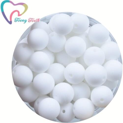Teeny Teeth 100 PCS Snow White Silicone Round Beads Size 9-19 MM Eco-friendly Sensory Teething Necklace Mom Nursing DIY Jewelry
