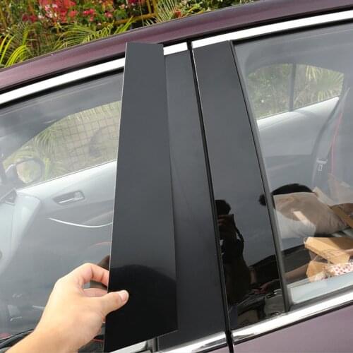 16PCS PC Glossy Black Window Pillar Trim Sticker Car Styling For 2019 2020 2021 Toyota Corolla