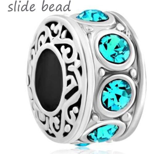 Slider bead Green crystal charm beads Fit Pandora Bracelet European Women DIY gift For Bracelets Beads for jewelry making