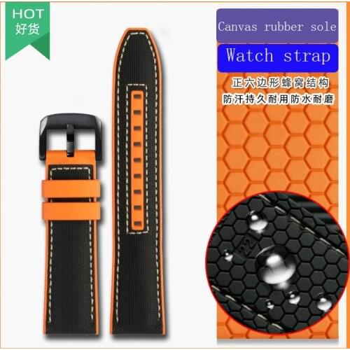 Summer new style nylon rubber bottom watch strap Mens for TAG Breitling Omega Tudor 22mm black orange fashion Replacement strap