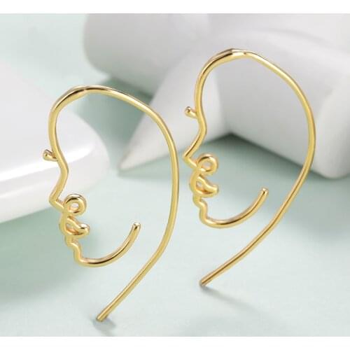 New Abstract Line Facial Contour Earrings Stainless Steel Fashion Earr Stud Elegant Female Jewelry Party Gifts