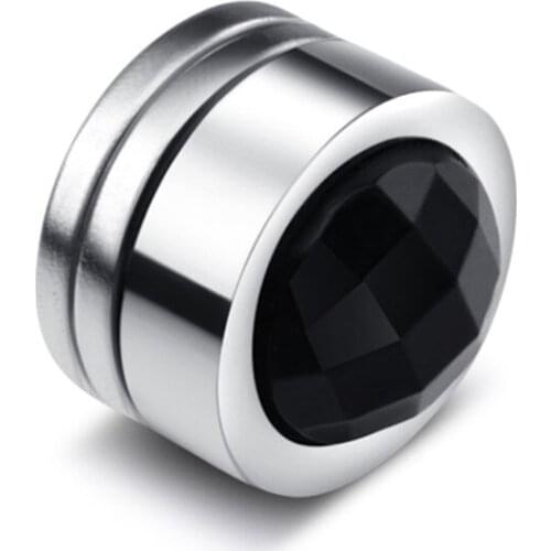 New Arrival Stainless Steel Crystal Black Blue White Colorful Geometric Round Shape Stud Earring Men Fashion Trendy Jewelry Gift