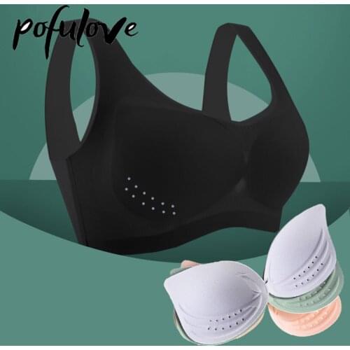 Sports Bra Large Size Seamless Bras Push Up Bralette Women Wireless Gym Fitness Running Tube Top Wide Strap Underwear Breathable