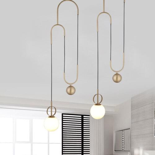 Glass Ball Pendant Lights Modern Gold Lifting Hanging Lamps Suspension Home Decor Loft Industrial Lamp Dining Room Bedroom Light