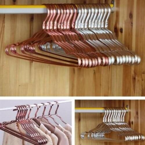 10pcs Clothes Hangers Aluminium Alloy Clothes Hangers Skid Resistance Coat Hangers Clothes Hanging Racks Laundries (Rose Gold)