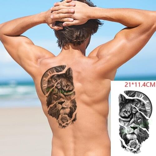 Waterproof Temporary Tattoo Stickers Roma Clock Lion Animal Rose Flower Fake Tatto Flash Tatoo Body Art for Women Men