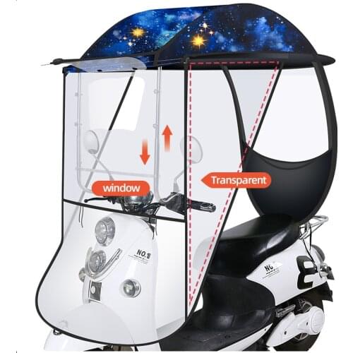 Electric Car Windproof Waterproof Umbrella Electric Car Motorcycle Canopy Sun Block Rain Shield Thickened Canopy Umbrella Awning